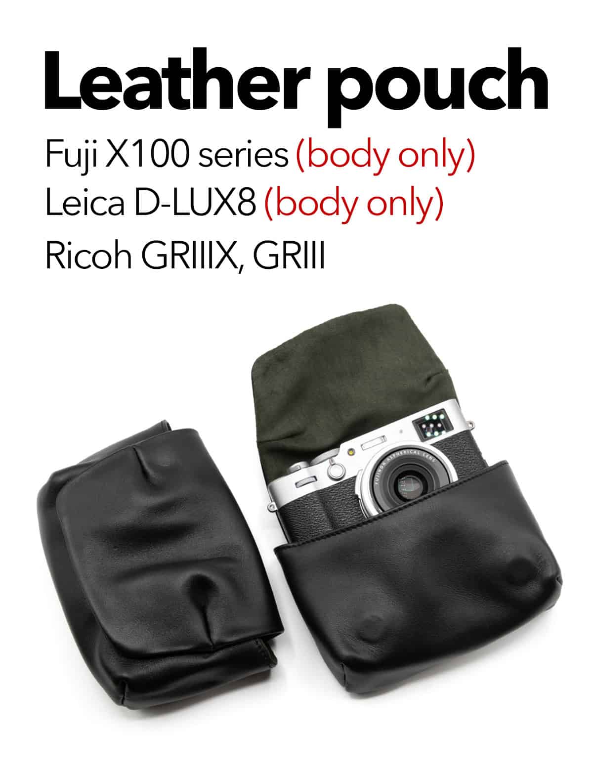 ซองหนัง Fuji X100VI Fuji X-Half Leica D-LUX8 Ricoh GRIIIX GRIII Pouch หนังแท้ MeKee Large