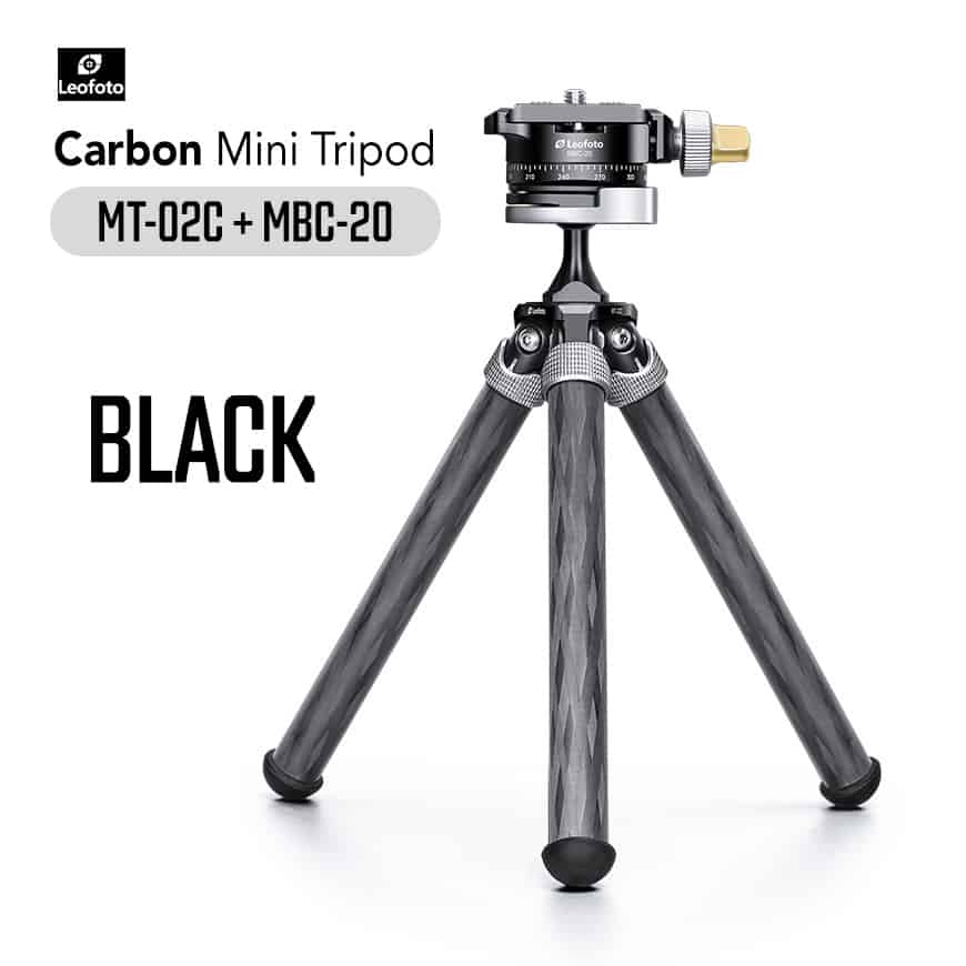 ขาตั้งกล้องคาร์บอนแบบตั้งโต๊ะ LeoFoto MT02C สีดำ พร้อมหัวบอล MBC20 Carbon Tabletop Tripod