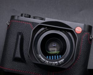 Leather Case Leica Q2 Black/Red Kontice เคสหนังแท้ สีดำด้ายแดง สำหรับ Leica Q2 QP Q