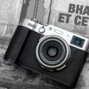 เคสกริป Fuji X100V EPSOM Milicase สีดำ หนังแท้พิมพ์ลาย