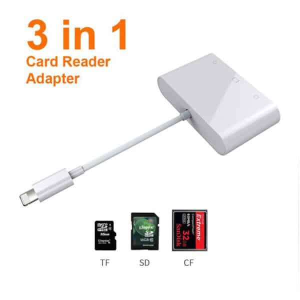 Memory Card Reader Lightning CF+SD+TF โอนรูปและวิดีโอ จากกล้องเข้า iPhone