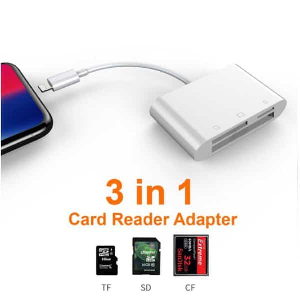 Memory Card Reader Lightning CF+SD+TF โอนรูปและวิดีโอ จากกล้องเข้า iPhone