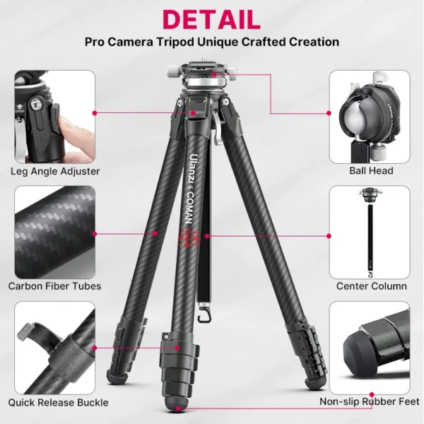 Ulanzi ZERO Y Profesional Carbon Travel Tripod ขาตั้งกล้องเดินทาง น้ำหนักเบา คุณภาพสูง