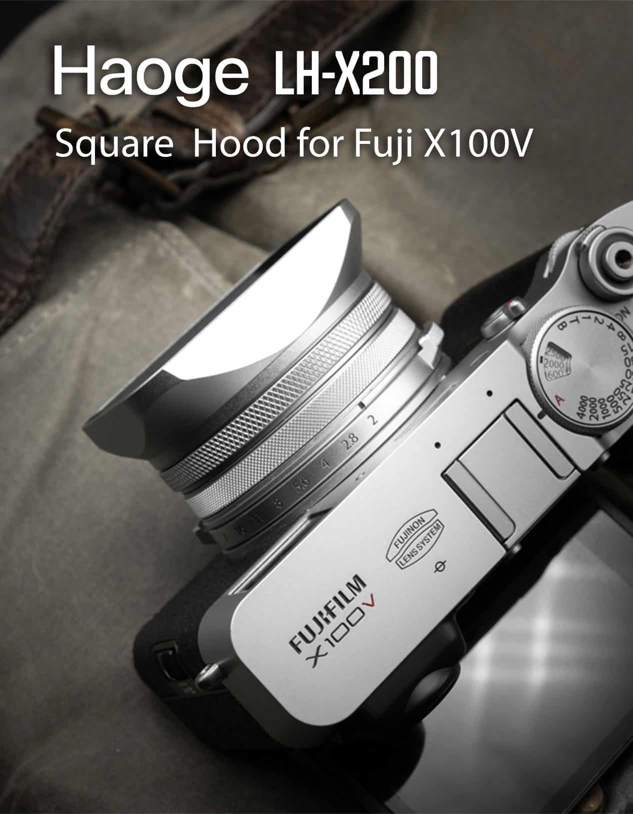 ฮูดเหลี่ยม Fuji X100V สีเงิน Haoge Hood for Fuji X100V LH-X200S พร้อมฝาปิดเลนส์