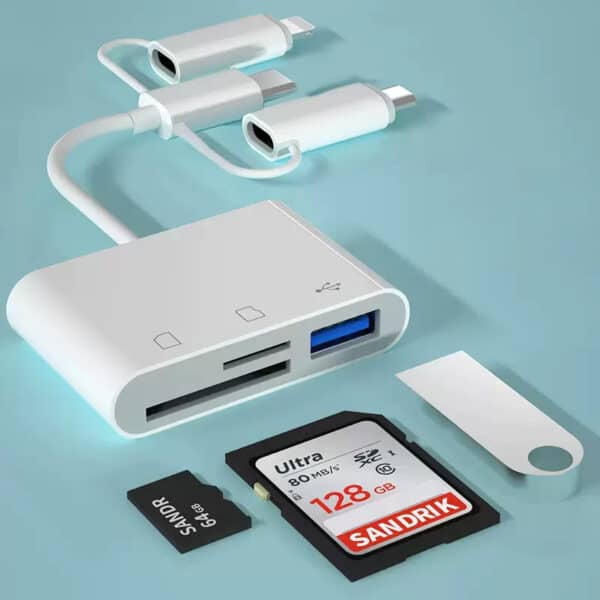 Card Reader for Lightning / TypeC / Micro USB ส่งรูปจากกล้องเข้ามือถือ SD+TF+USB