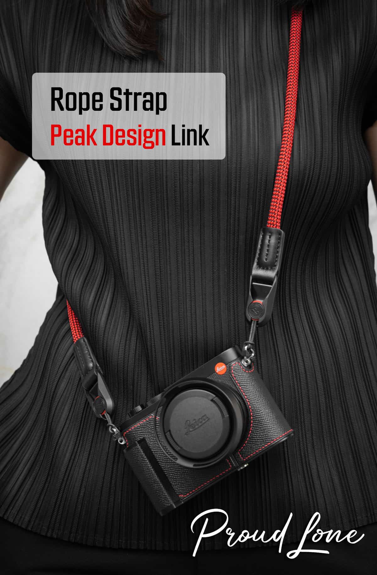 สายคล้องกล้องเชือก สีแดง Red พร้อมหัวต่อ Peak Design จาก ProudLone