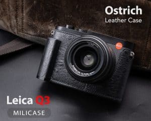 เคส Leica Q3 Ostrich Milicase หนังนกกระจอกเทศ มีกริป Leica Q3