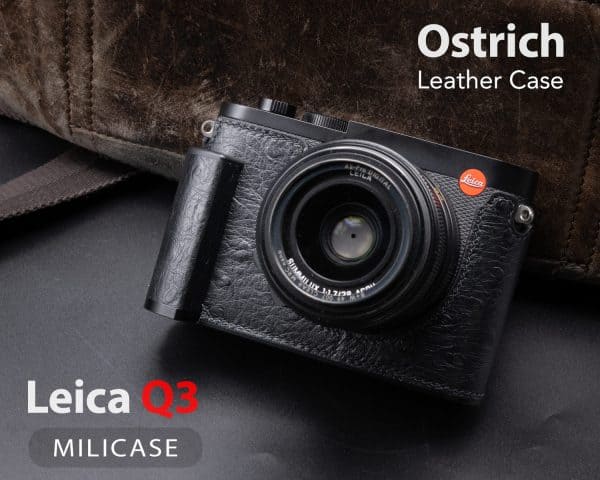 เคส Leica Q3 Ostrich Milicase หนังนกกระจอกเทศ มีกริป สำหรับ Leica Q3