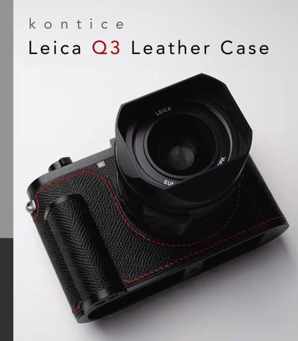 Case Leica Q3 Black/Red Kontice เคสหนังแท้ สีดำด้ายแดง มีกริป สำหรับ Leica Q3