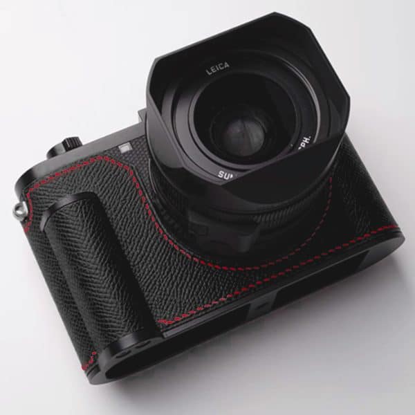 Case Leica Q3 Black/Red Kontice เคสหนังแท้ สีดำด้ายแดง มีกริป สำหรับ Leica Q3