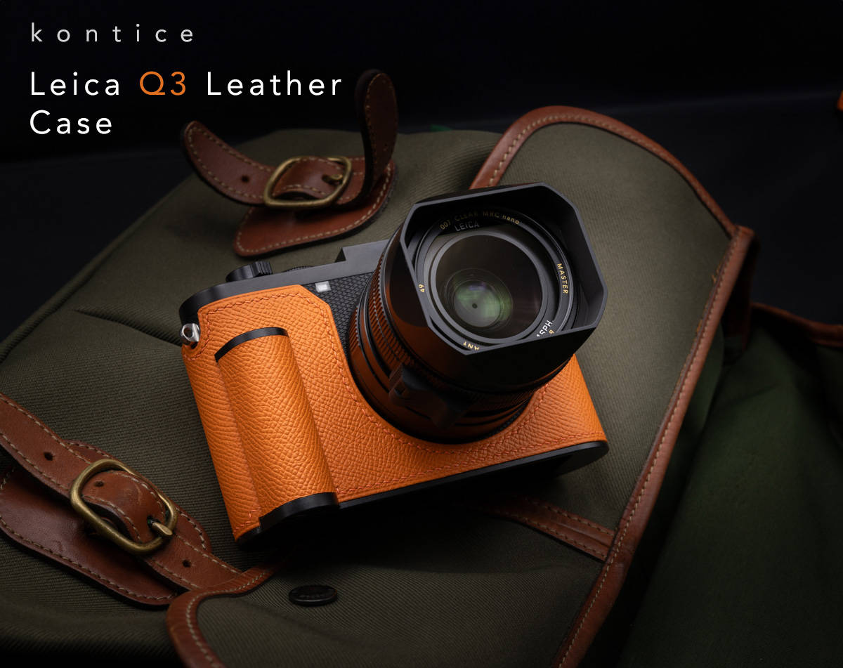 Case Leica Q3 Orange Kontice เคสหนังแท้ สีส้ม มีกริป สำหรับ Leica Q3