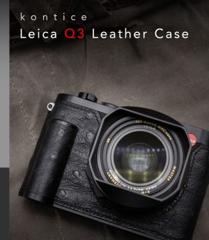 เคส Leica Q3 Black Ostrich Kontice เคสหนังนกกระจอกแท้ สีดำ มีกริป