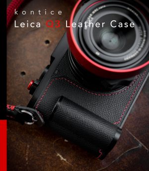 Case Leica Q3 Black/Red Kontice เคสหนังแท้ สีดำด้ายแดง มีกริป สำหรับ Leica Q3