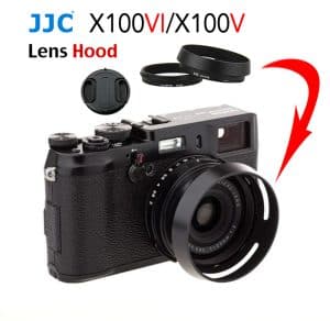 ฮูด Fuji X100VI X100V สีดำ ฮูดกลม JJC พร้อมฝาปิดเลนส์