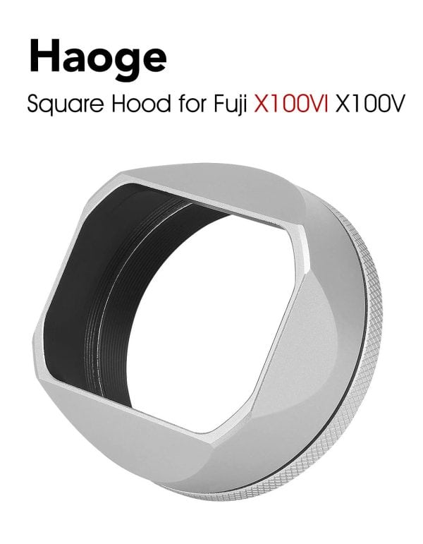 ฮูดเหลี่ยม Fuji X100VI X100V สีเงิน Haoge Hood for Fuji X100VI X100V LH-X54W