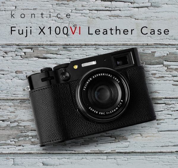เคส Fuji X100VI แบบไม่มีกริป สีดำหนังคาเวียร์ Kontice Leather Case Black