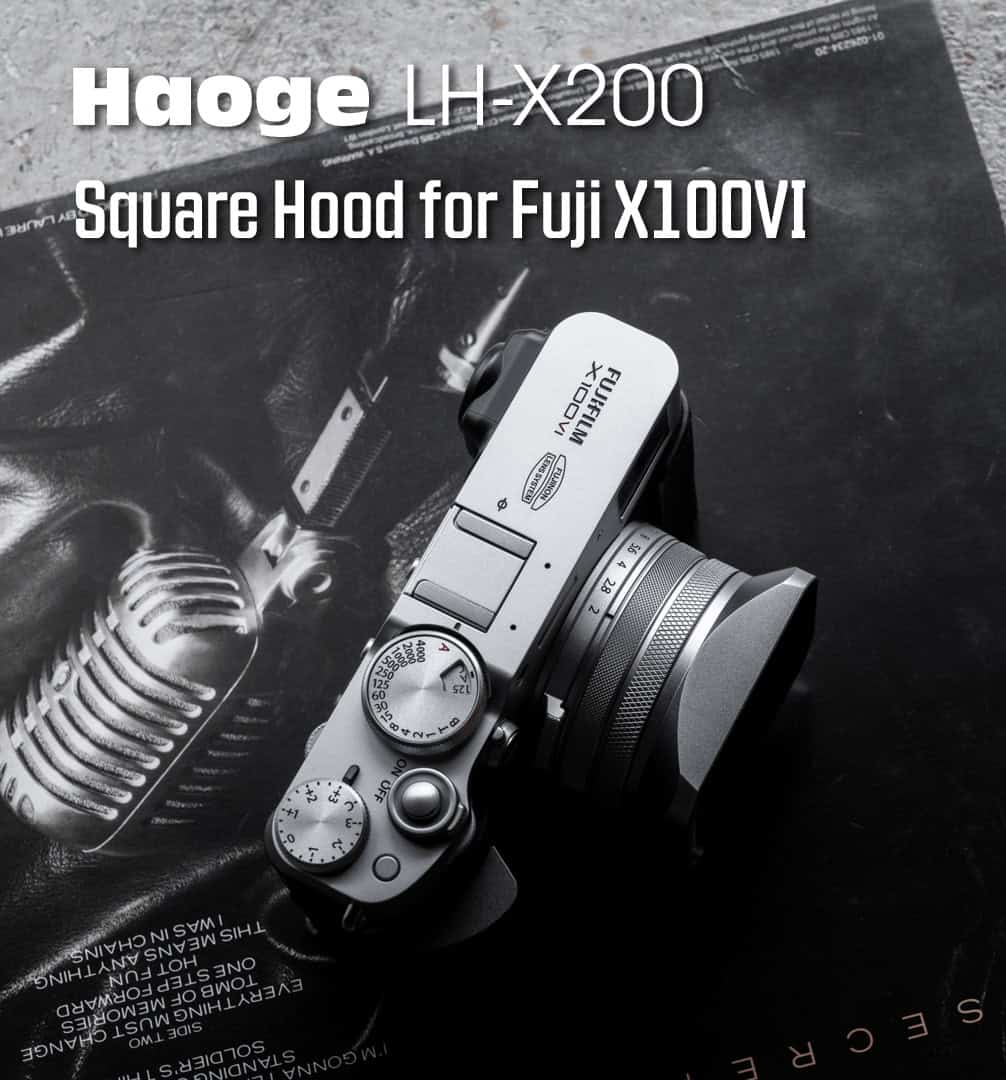 ฮูดเหลี่ยม Fuji X100VI X100V สีเงิน Haoge Hood LH-X200S พร้อมฝาปิดเลนส์