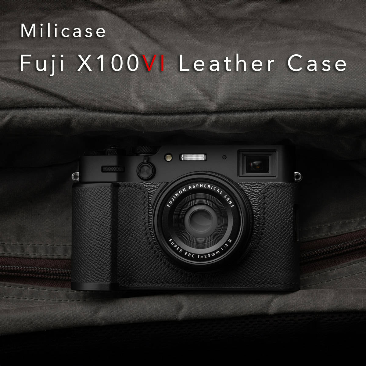 เคส Fuji X100VI Milicase สีดำ ฐานดำ Leather Case