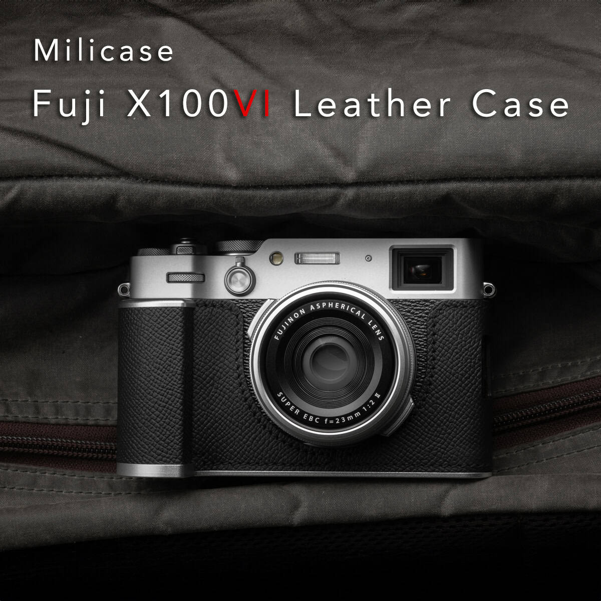 เคส Fuji X100VI Milicase สีดำ ฐานเงิน Leather Case