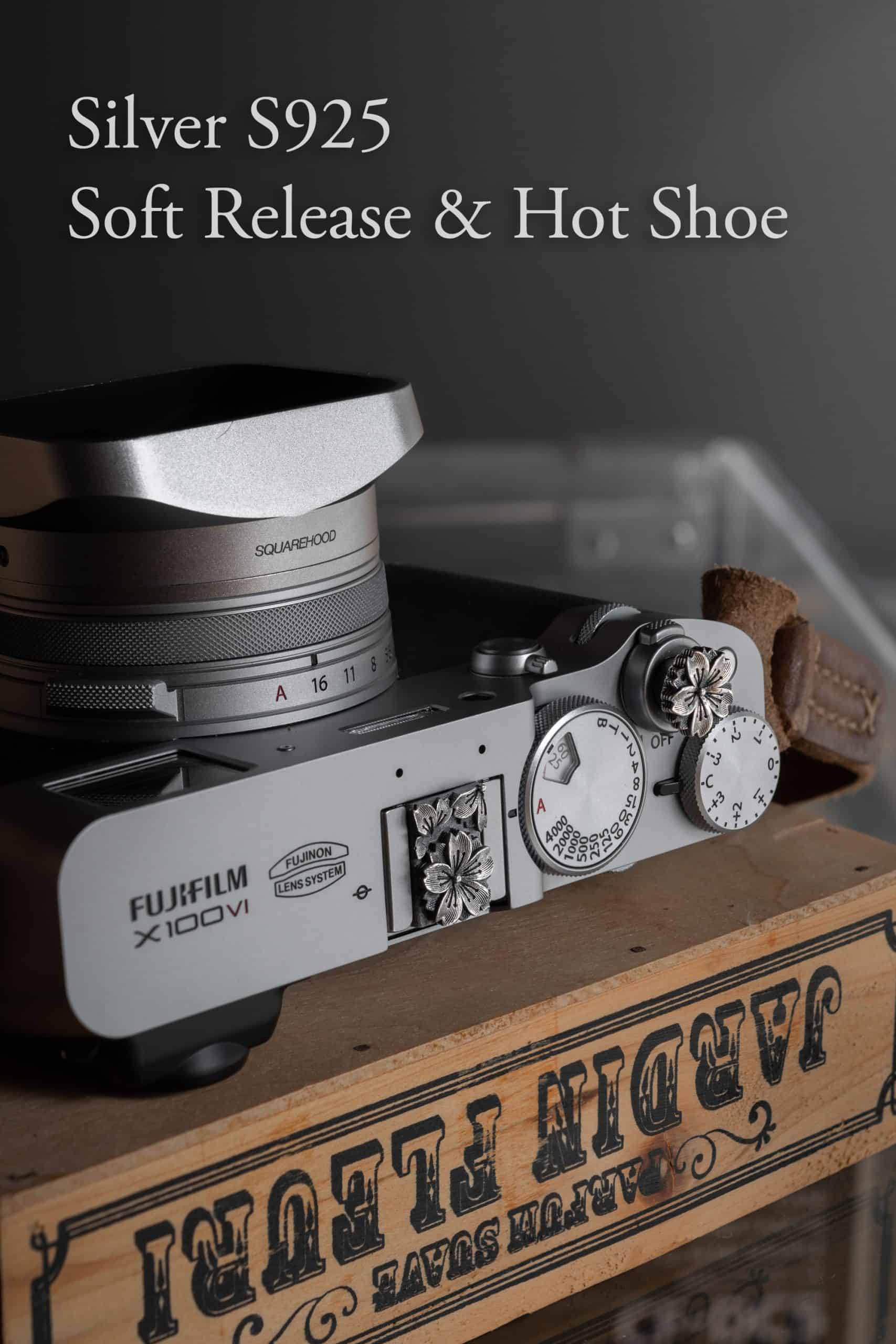 Hot Shoe Cover & Soft Release Button Silver S925 เงินแท้ ตัวปิดช่องแฟลชและปุ่มชัตเตอร์ลายดอกไม้ Flower