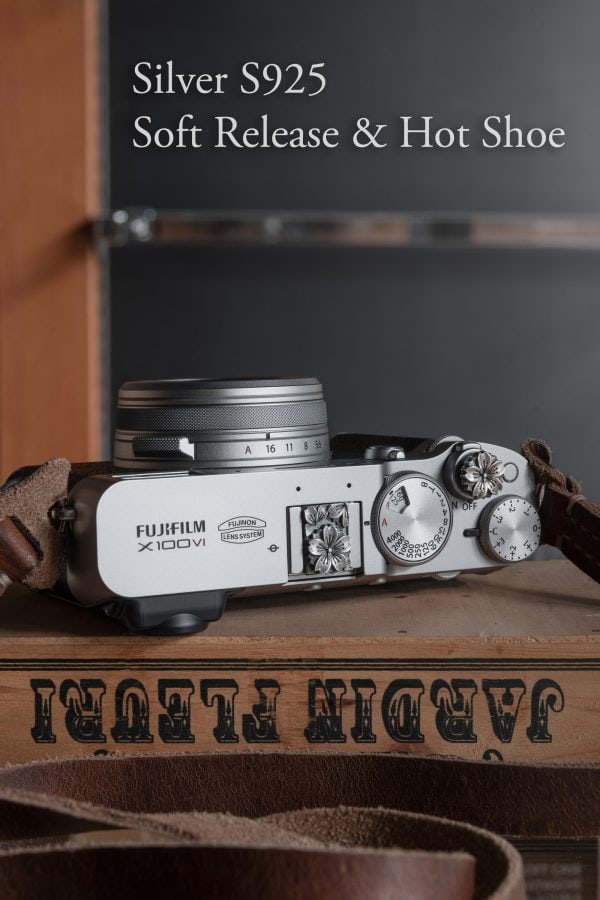 Hot Shoe Cover & Soft Release Button Silver S925 เงินแท้ ตัวปิดช่องแฟลชและปุ่มชัตเตอร์ลายดอกไม้ Flower