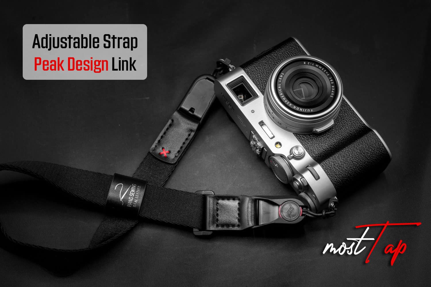 สายคล้องกล้องแบบปรับความยาวได้ สีดำ Black พร้อมหัวต่อ Peak Design จาก MostTap