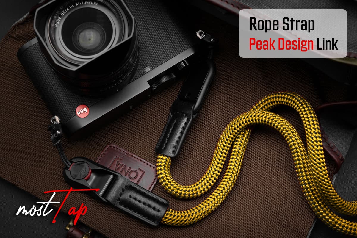 สายคล้องกล้องเชือก สีเหลือง Yellow พร้อมหัวต่อ Peak Design จาก MostTap