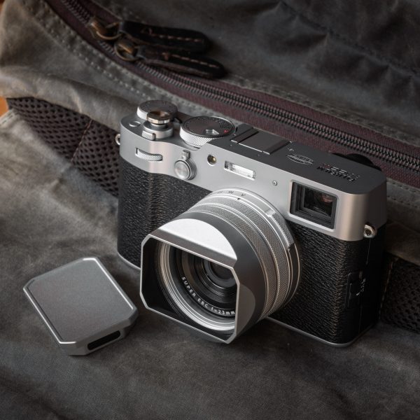 YC Onion ฮูดเหลี่ยม Fuji X100VI สีเงิน พร้อมฝาปิดเลนส์