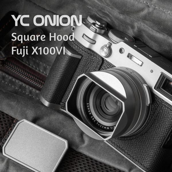 YC Onion ฮูดเหลี่ยม Fuji X100VI สีเงิน พร้อมฝาปิดเลนส์