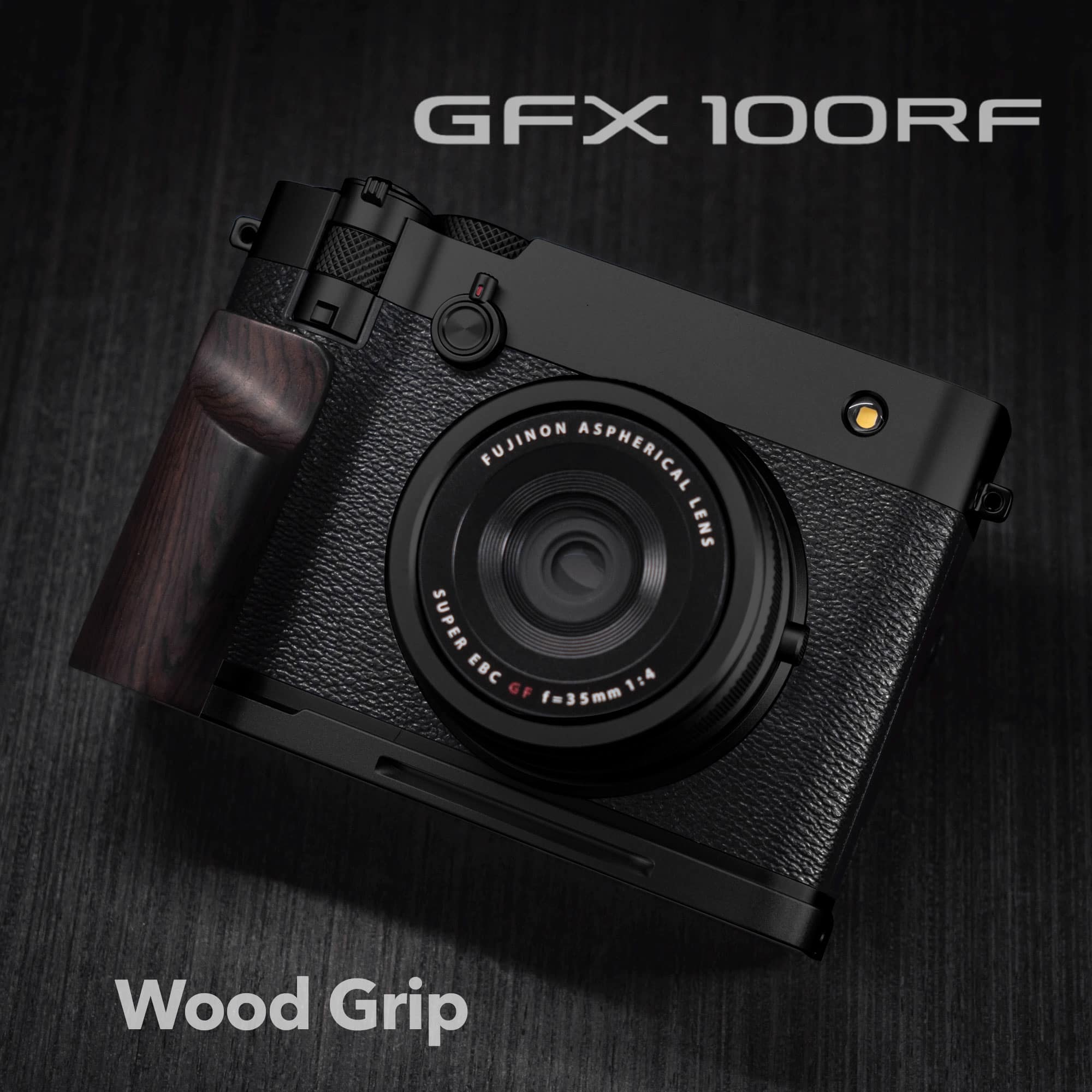 กริปไม้ Fuji GFX100RF ฐานดำ Wood Grip Ebony