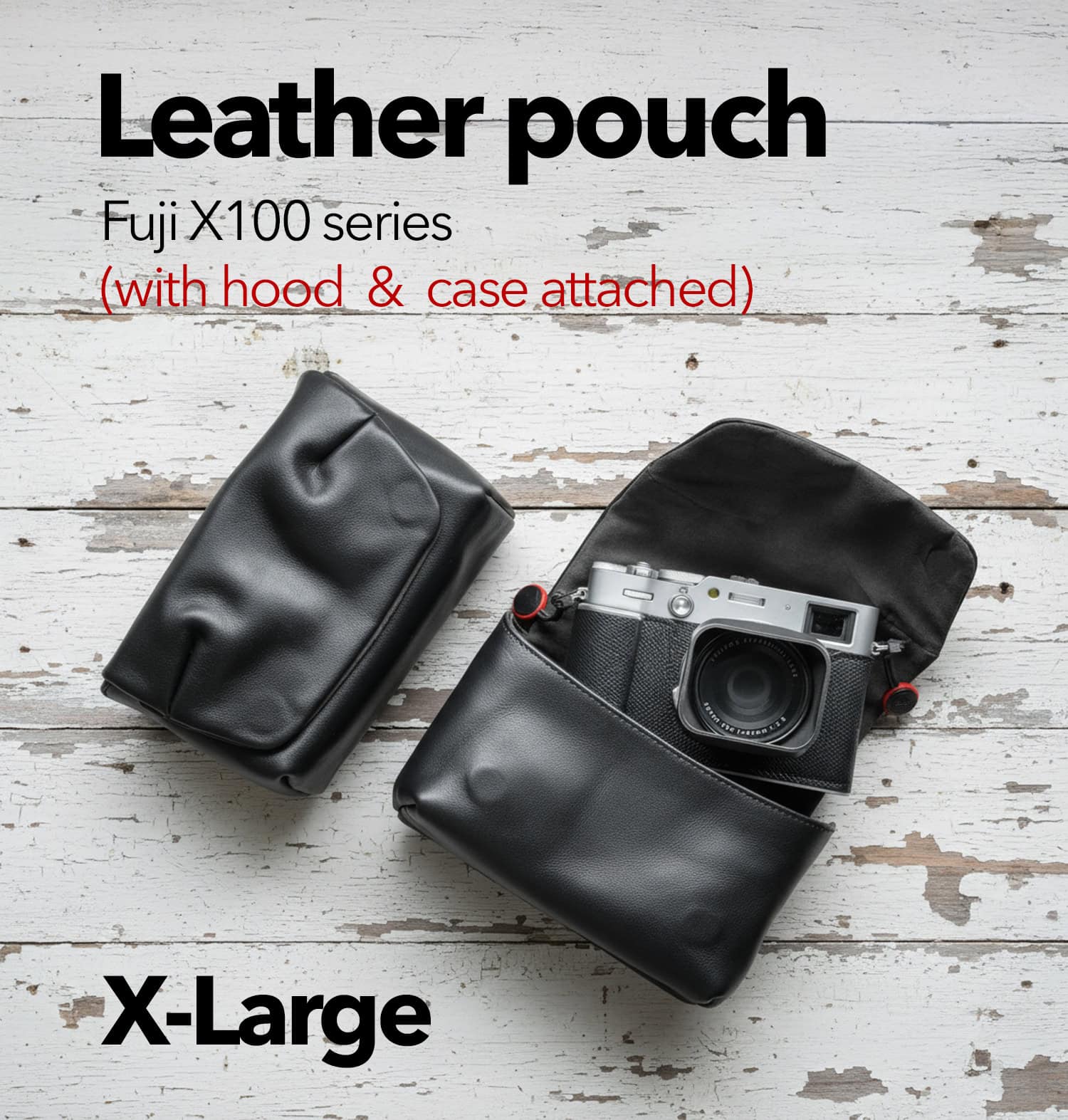 ซองหนัง Fuji X100VI หนังแท้ MeKee Extra Large สำหรับใส่กล้องติดฮูดและเคส