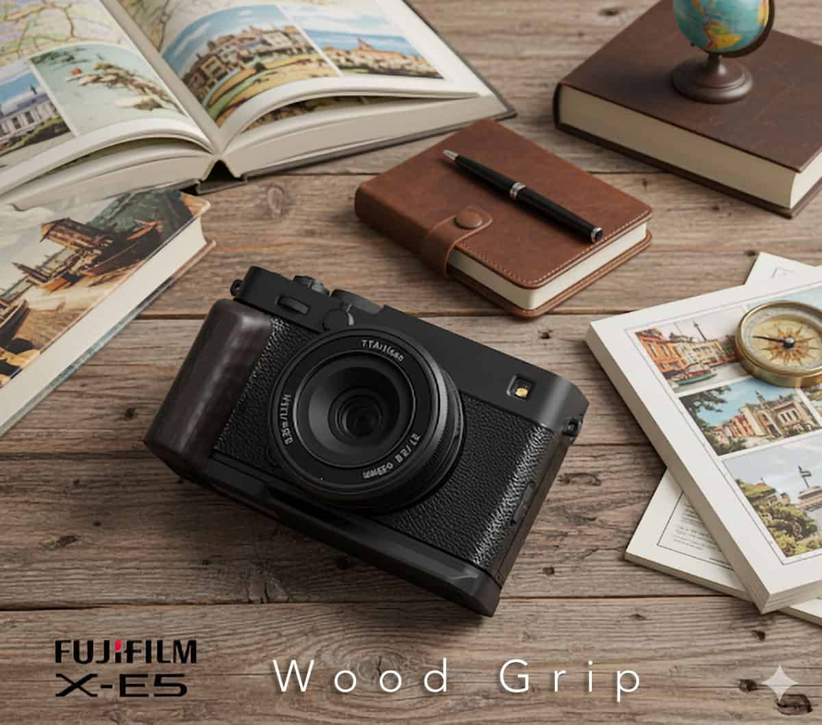 กริปไม้ Fuji XE5 ฐานดำ Hand Grip จาก MostTap