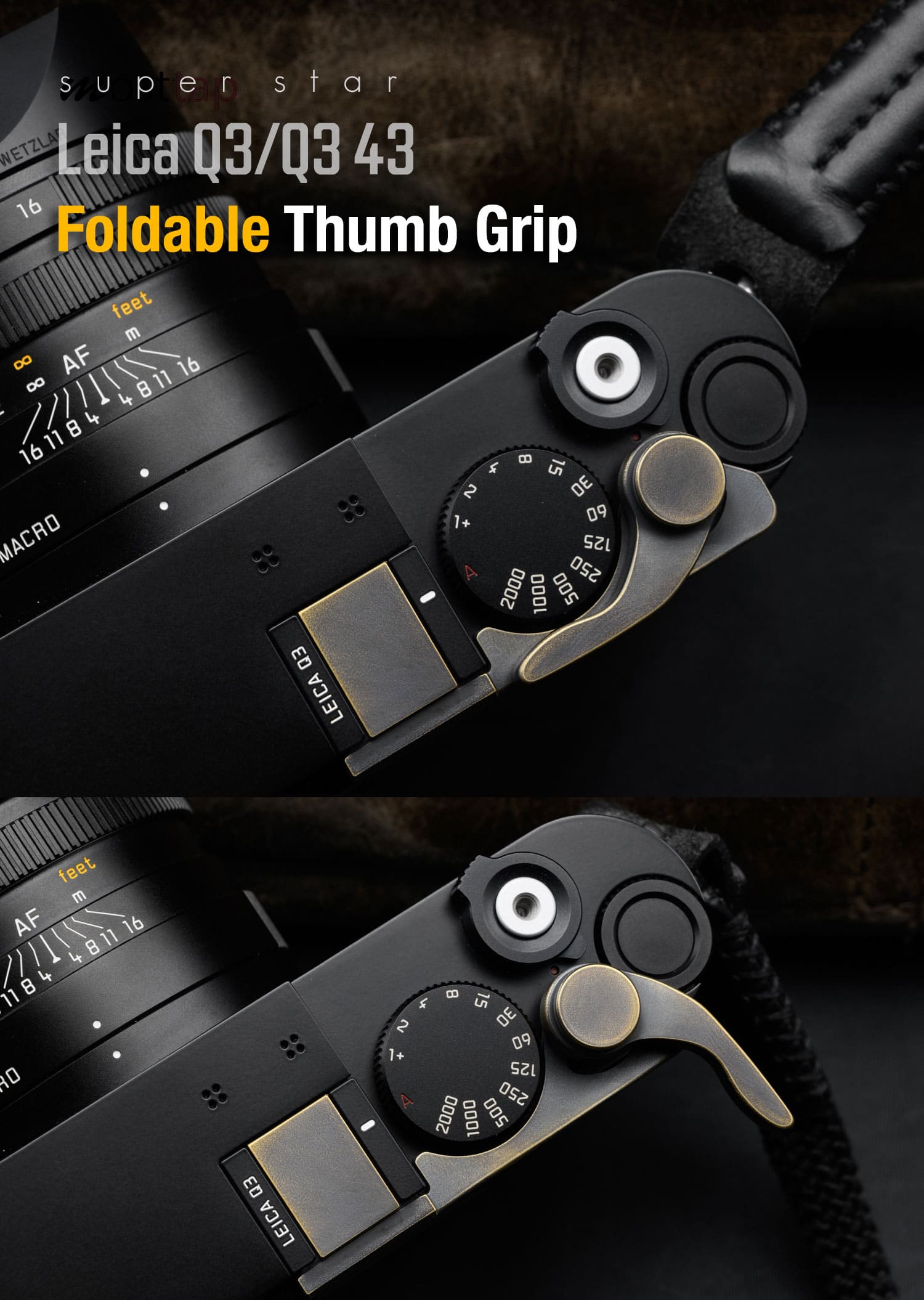 Foldable Thumb Grip Leica Q3 / Q3 43 / Q3 Monochrom ที่พักนิ้วพับได้