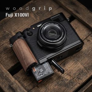 กริปไม้ Fuji X100VI ฐานดำ Wood Grip Walnut Yuwood