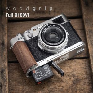กริปไม้ Fuji X100VI ฐานเงิน Wood Grip Walnut Yuwood