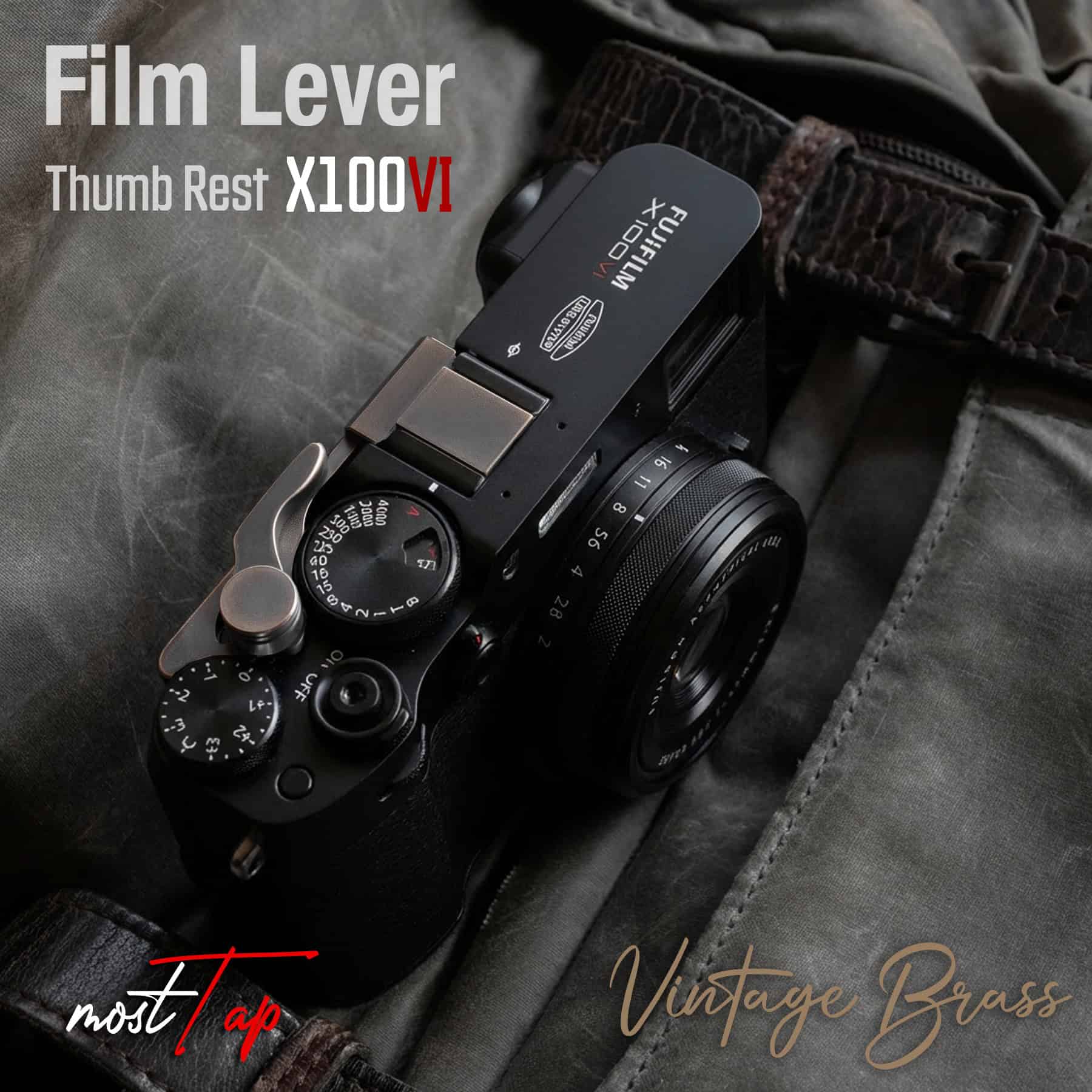 Film Lever Foldable Thumb Grip Fuji X100VI Vintage Brass ที่พักนิ้วพับได้ แบบก้านเลื่อนฟิลม์ MostTap