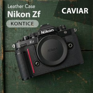 เคส Nikon Zf สีดำขลิบแดง หนังคาเวียร์ Kontice Leather Case Black Caviar