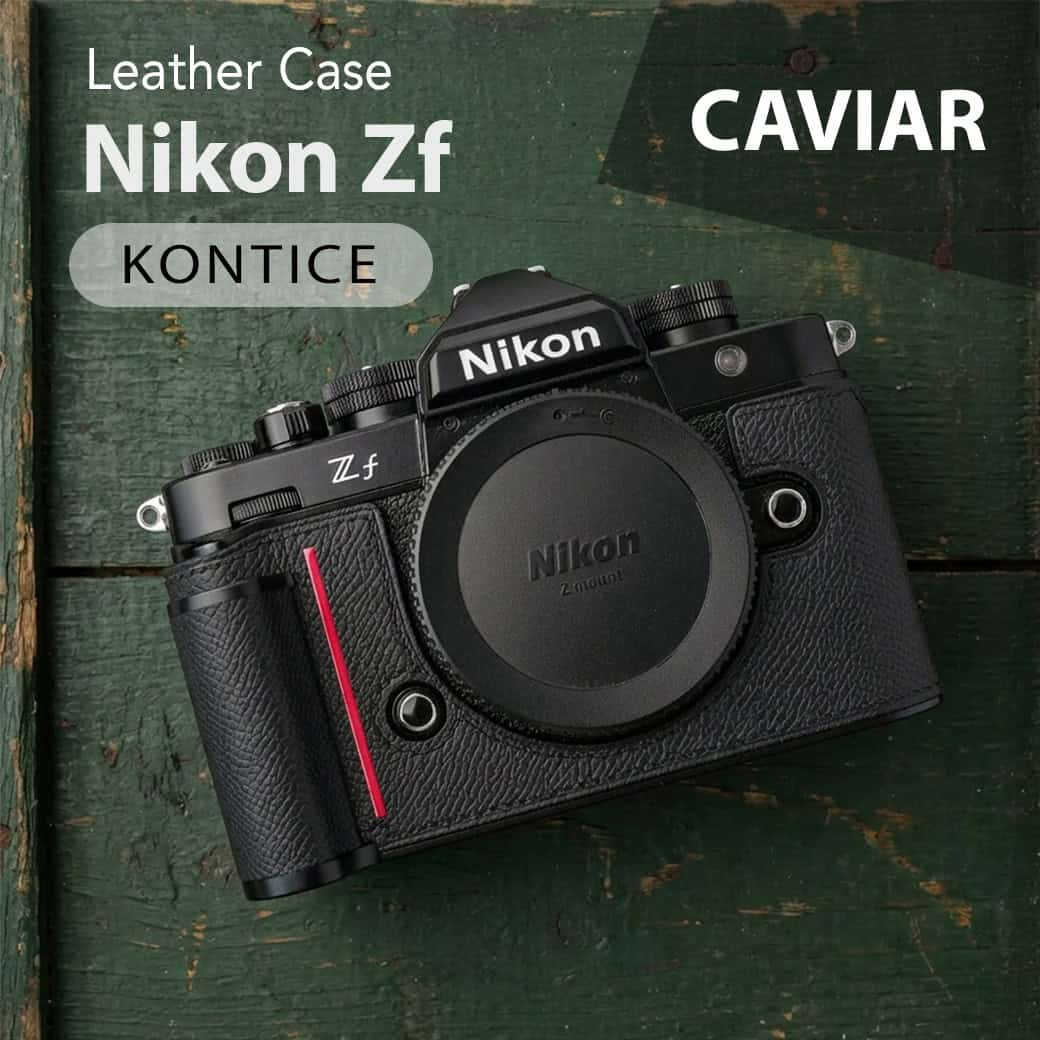 เคส Nikon Zf สีดำขลิบแดง หนังคาเวียร์ Kontice Leather Case Black Caviar