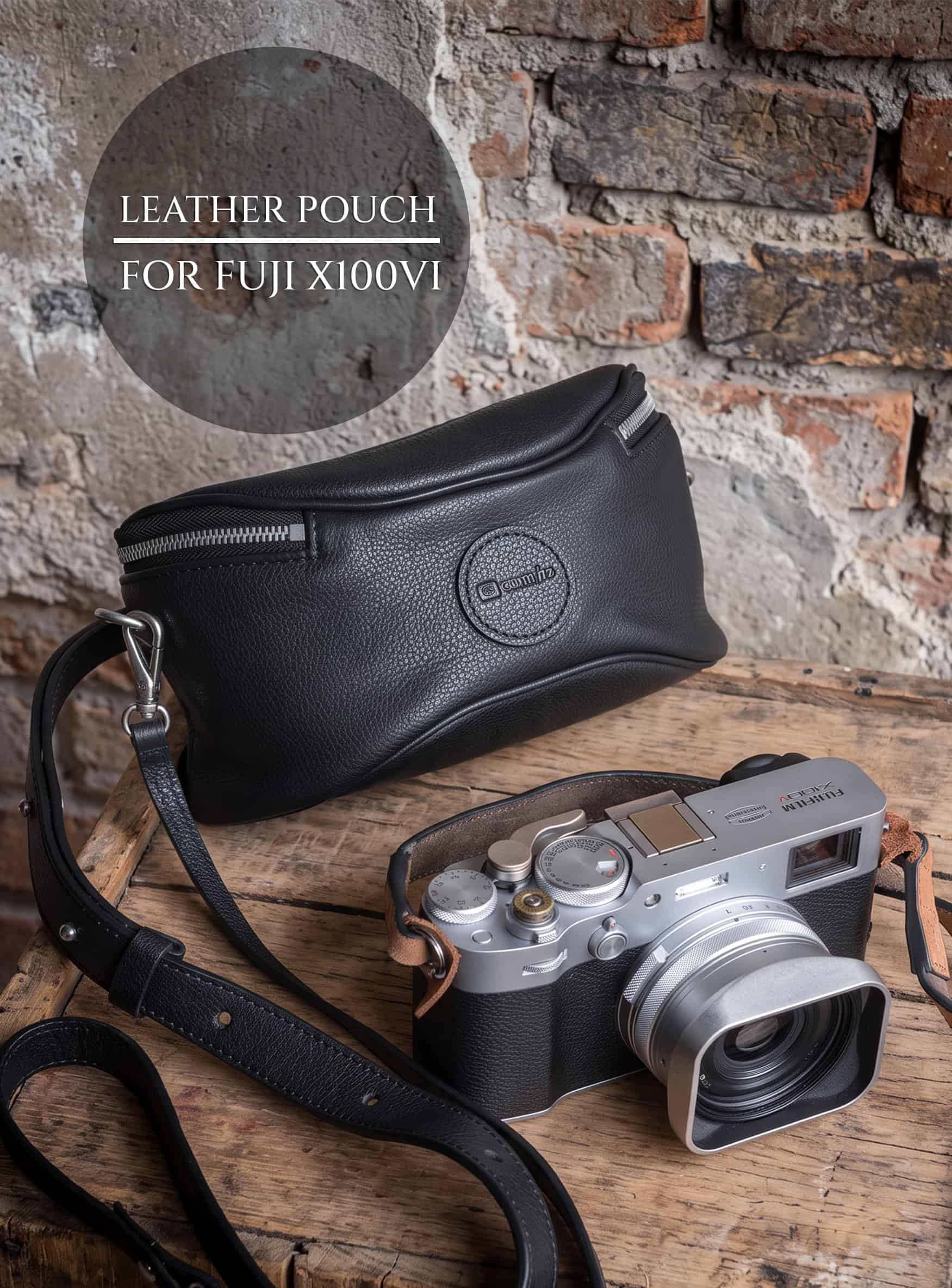 Pouch พร้อมสายสะพาย Fuji X100VI Leica D-LUX8 กระเป๋าหนังแท้ Cam-in Small