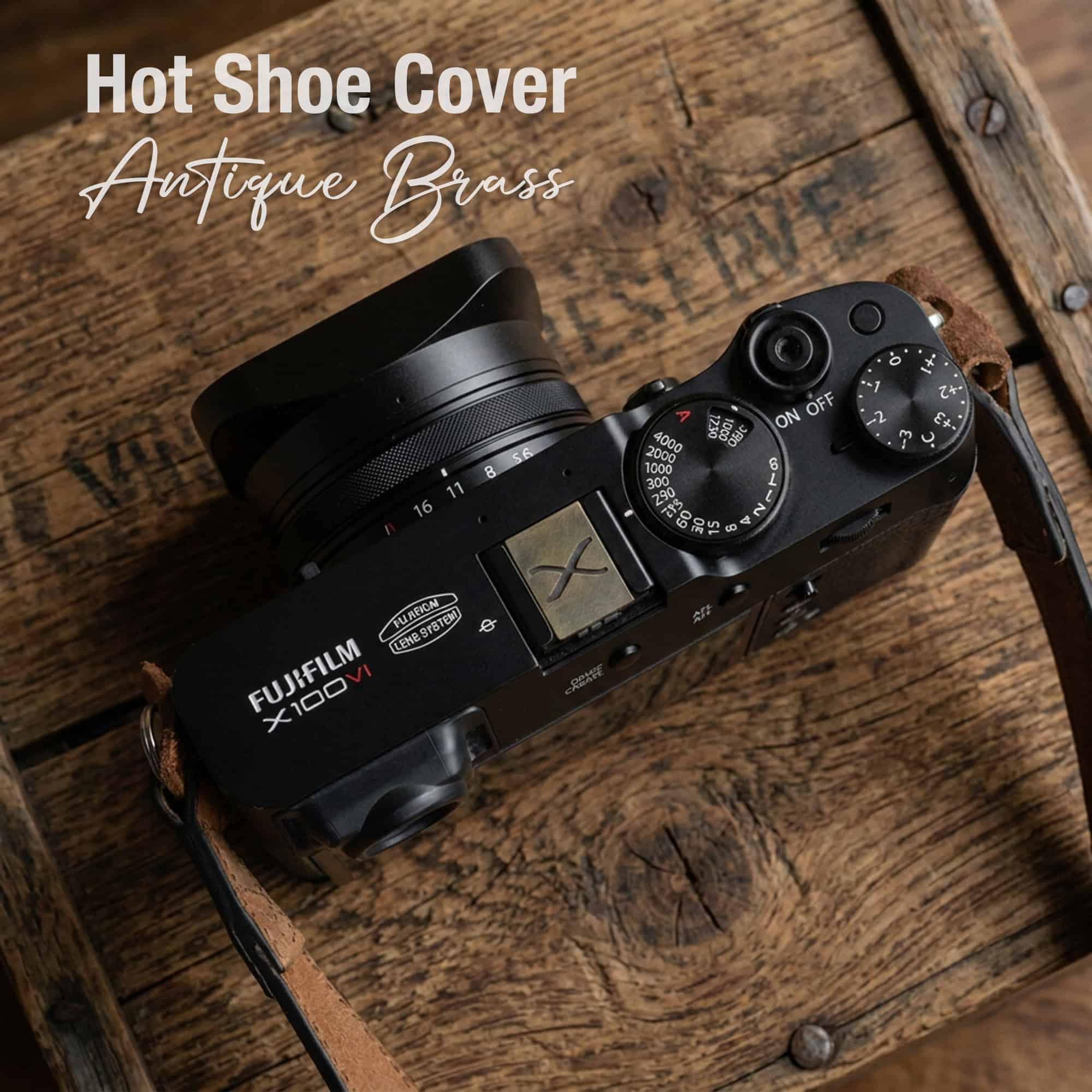 Hot Shoe Cover Antique Brass Fuji X-Series ตัวปิดช่องแฟลช ทองเหลืองรมดำ Engraving