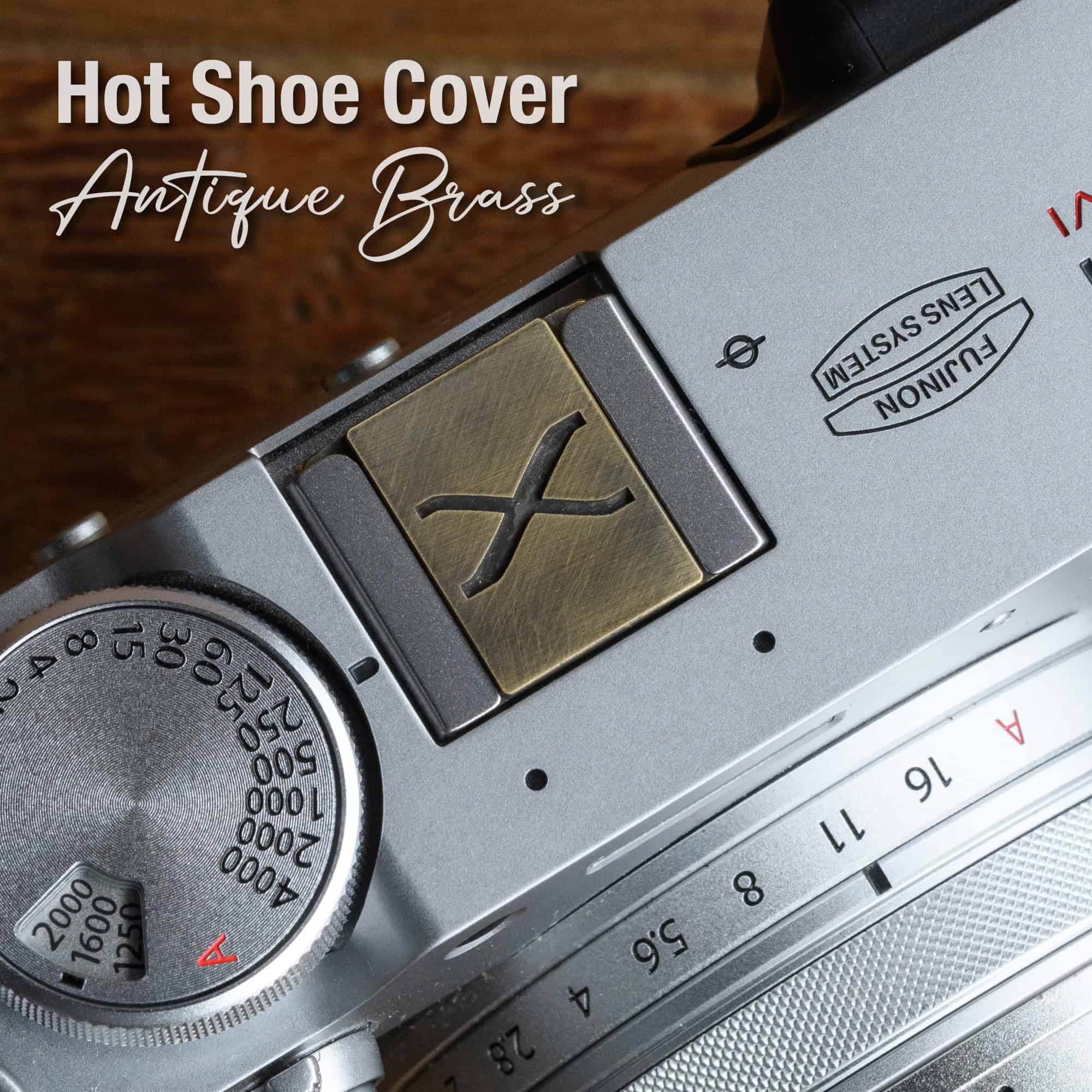 Hot Shoe Cover Antique Brass Fuji X-Series ตัวปิดช่องแฟลช ทองเหลืองรมดำ Engraving