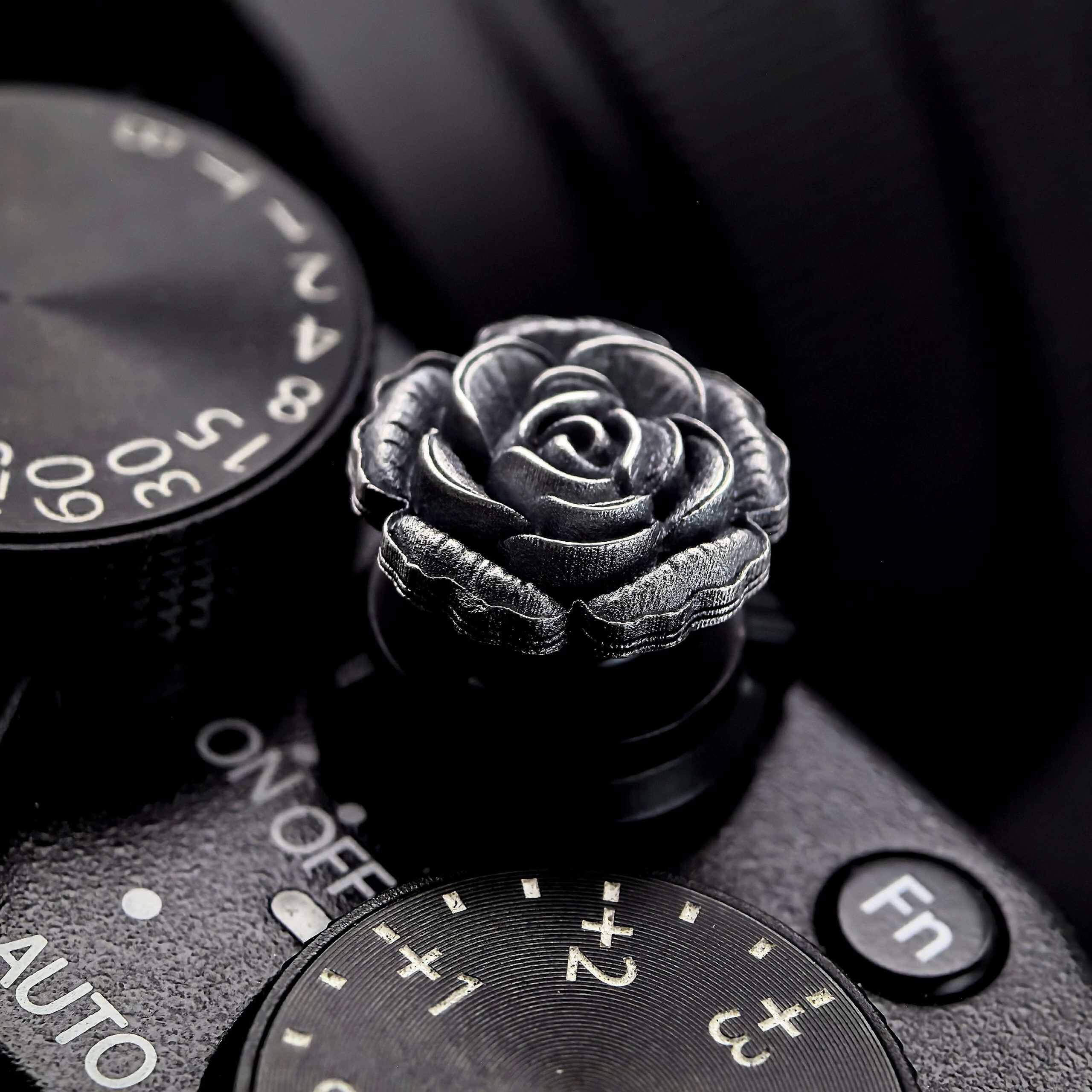ปุ่มชัตเตอร์ Peony Flower ดอกไม้ เงินแท้ Soft Release Button Silver S925