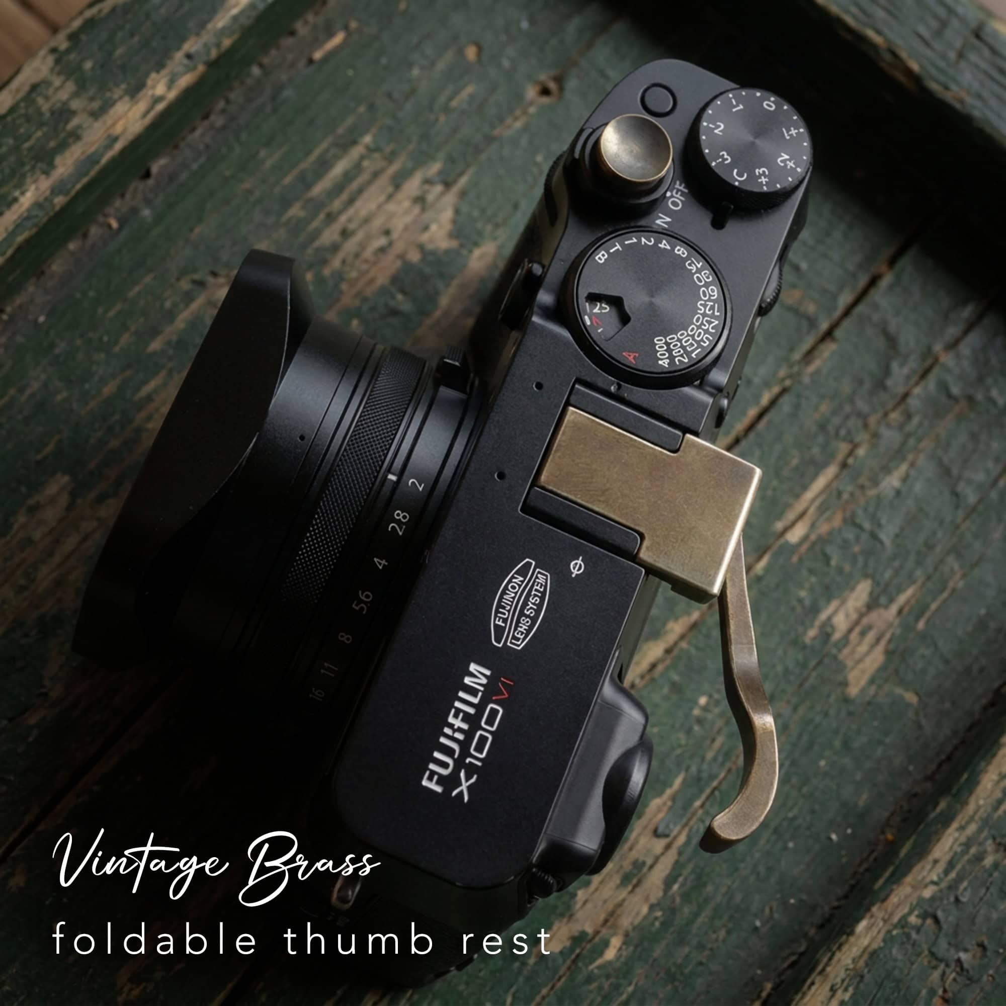 ที่พักนิ้ว Fuji X100VI Foldable Thumb Rest Vintage Brass ทองเหลืองรมดำ จาก MostTap